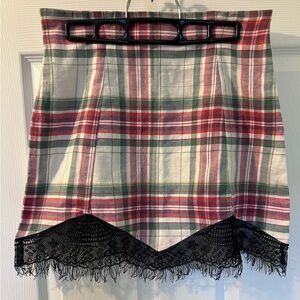 NWT LF Red Leather Ette plaid flannel mini skirt sz small